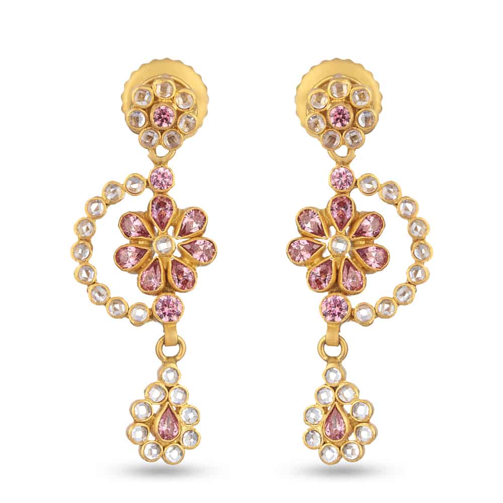 22ct Polki Earring Studded With Polki stones 27104 - 22ct Polki Earring Studded With Polki stones