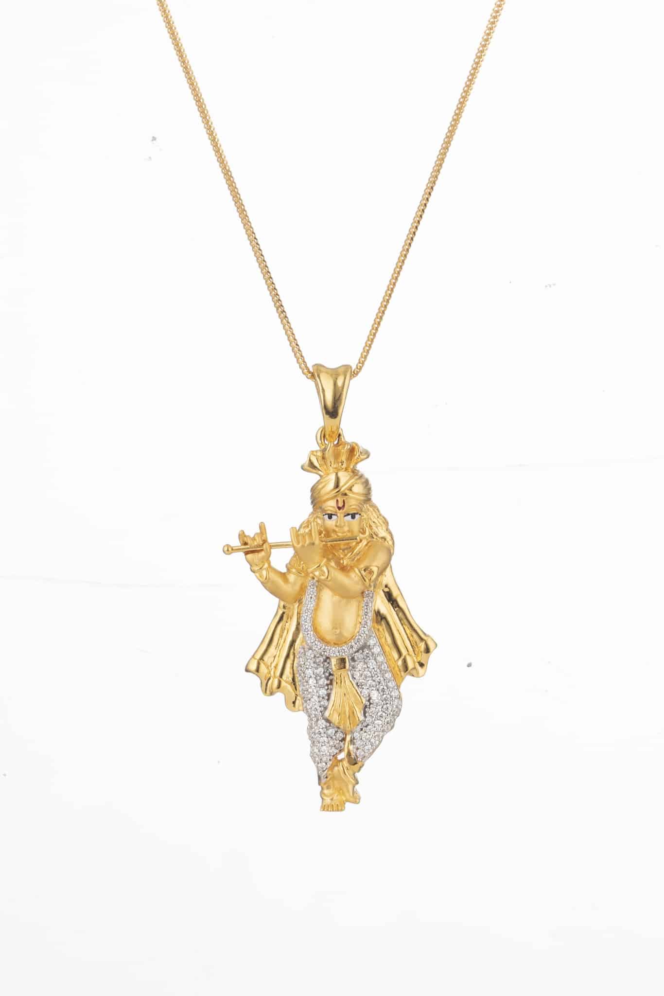 Lord Sri Krishna Gold Pendant 28751 - Lord Sri Krishna Gold Pendant