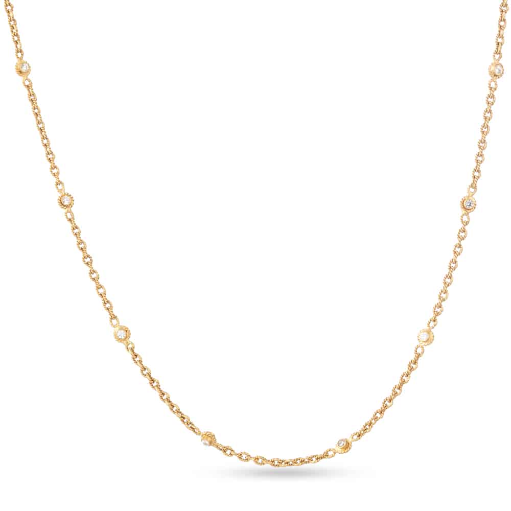 22 carat Gold Chain with Polki Stones 28869 - 22 carat Gold Chain with Polki Stones