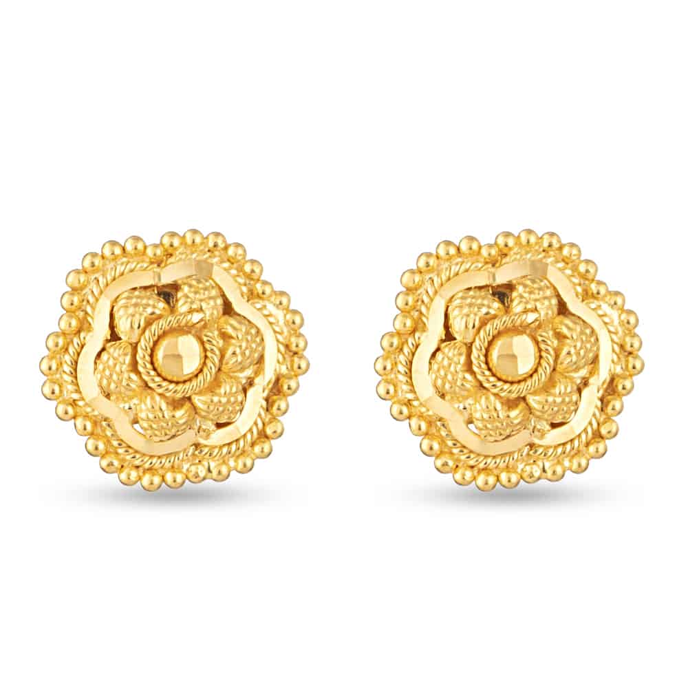 22Kt Yellow Gold Filigree Stud Earring 30715 - 22Kt Yellow Gold Filigree Stud Earring