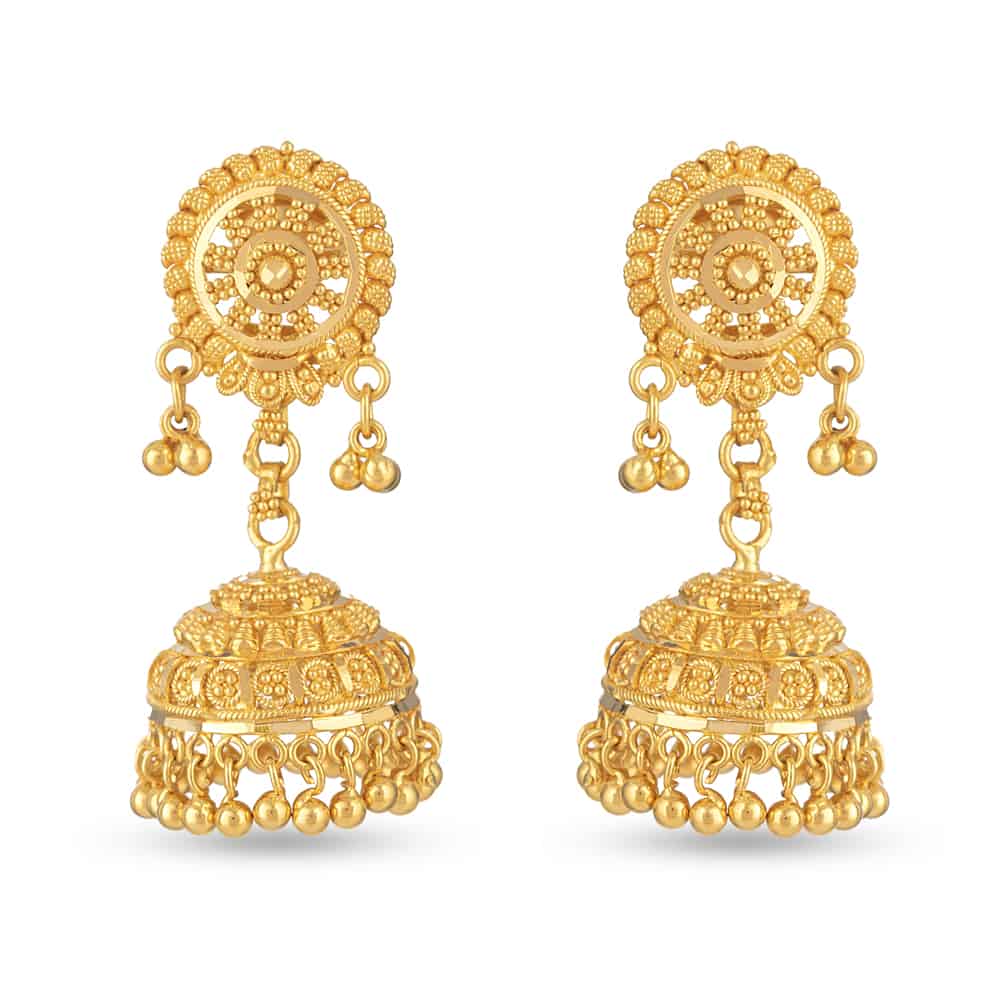22 Carat Gold Jhumka Earring Uk 28316 - 22 Carat Gold Jhumka Earring Uk