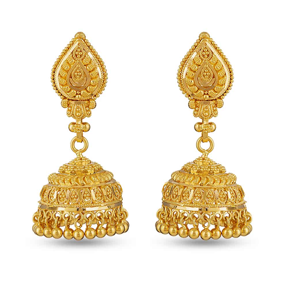 22 Carat Gold Asian Jhumka 30274 - 22 Carat Gold Asian JhumkaÂ