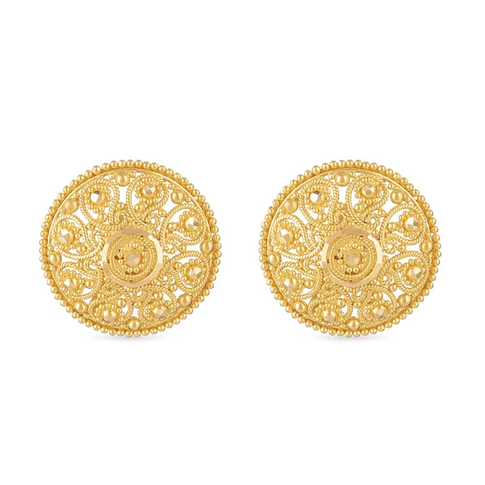 22 Carat Gold Jali Stud Earring Uk 30775 - 22 Carat Gold Jali Stud Earring Uk