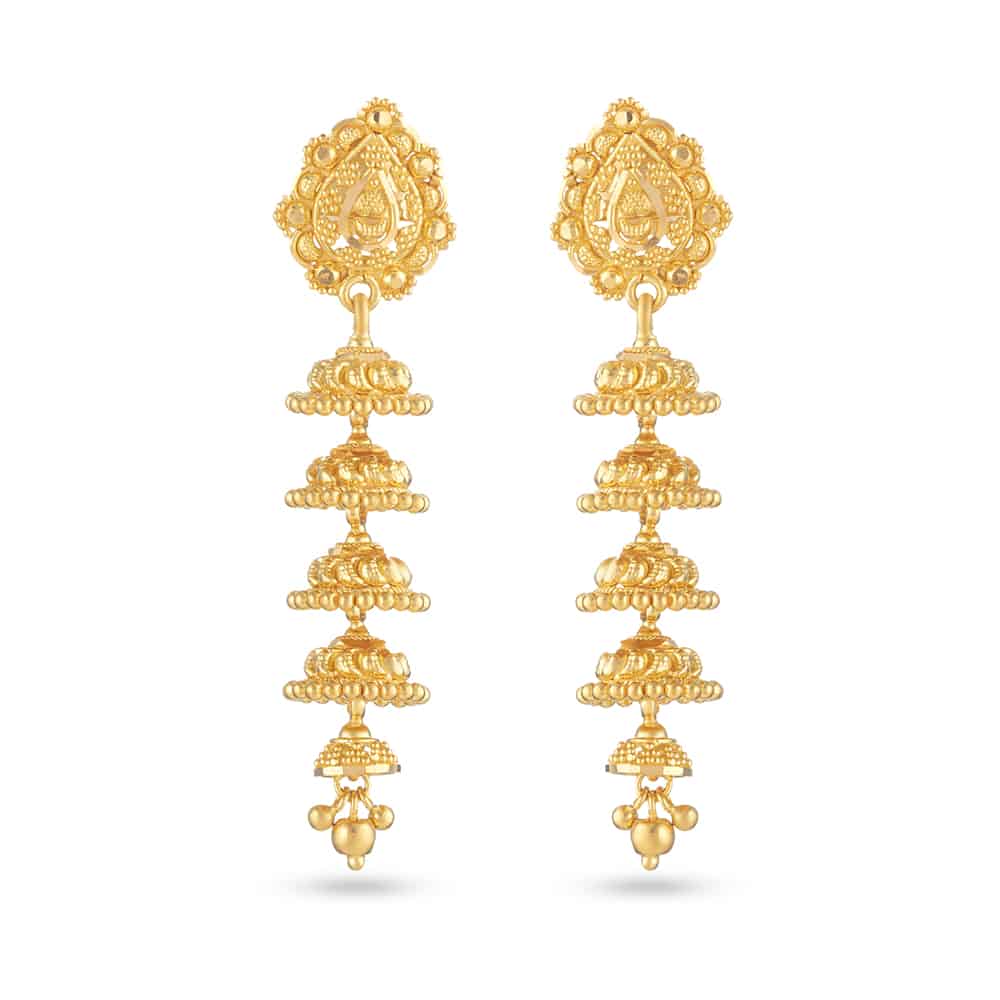 Jali 22 Carat Gold Jhumka Earring - £871.00.00 (SKU:30825)