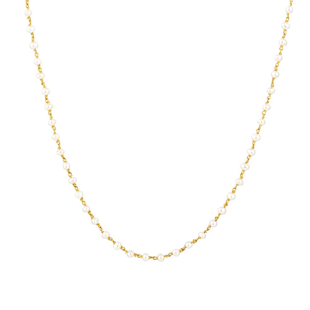 Chain with delicate Pearl accents in 22ct Yellow Gold 26690 - Chain with delicate Pearl accents in 22ct Yellow Gold