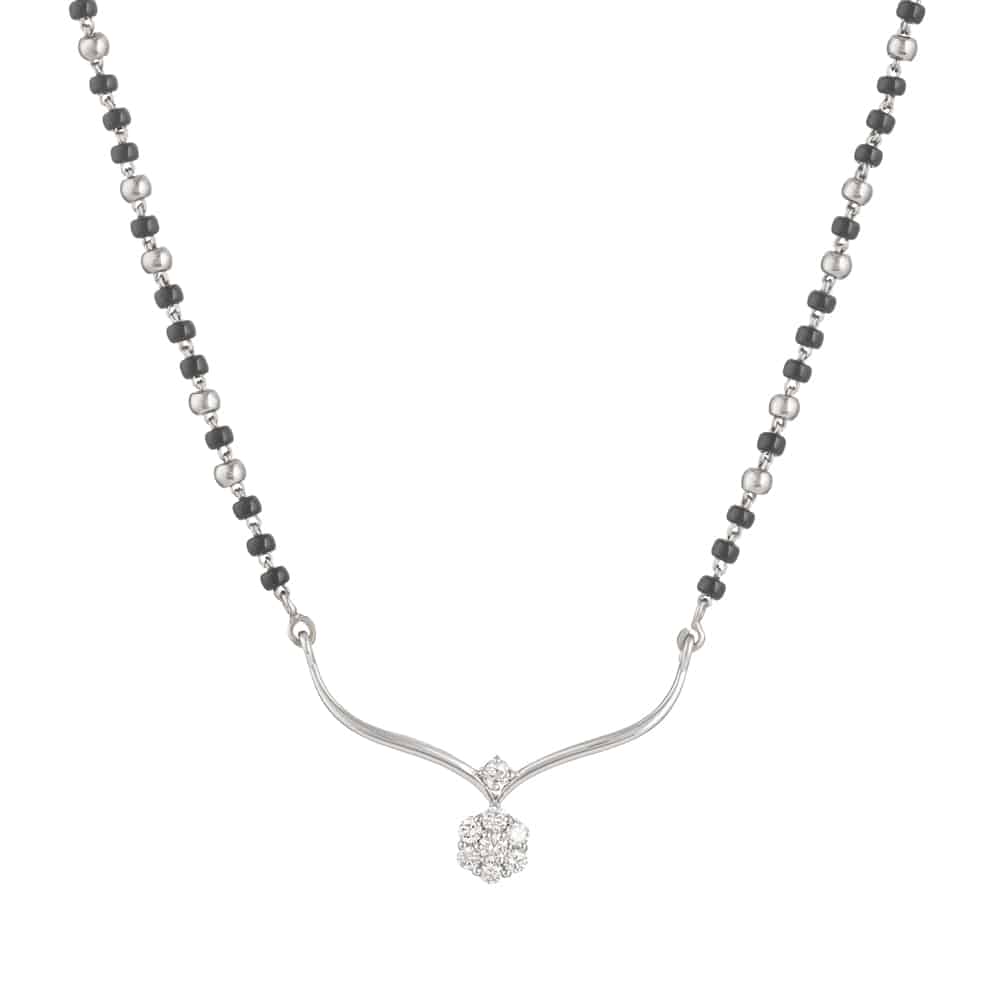 18ct White Gold Single Chain Diamond Mangalsutra 30933 - 18ct White Gold Single Chain Diamond Mangalsutra