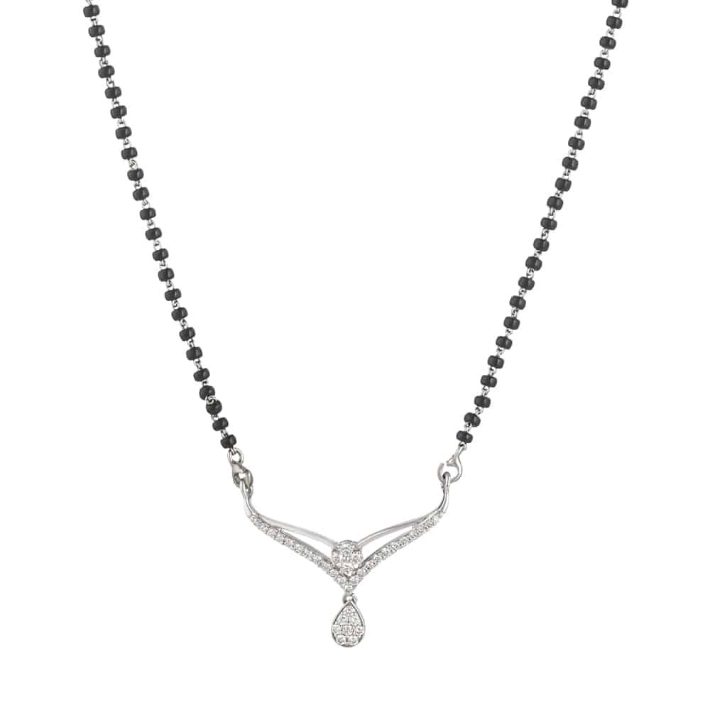 18ct White Gold Single Chain Diamond Mangalsutra 30934 - 18ct White Gold Single Chain Diamond Mangalsutra