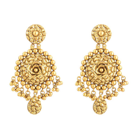 22 Carat Gold Earring With Antique Finish