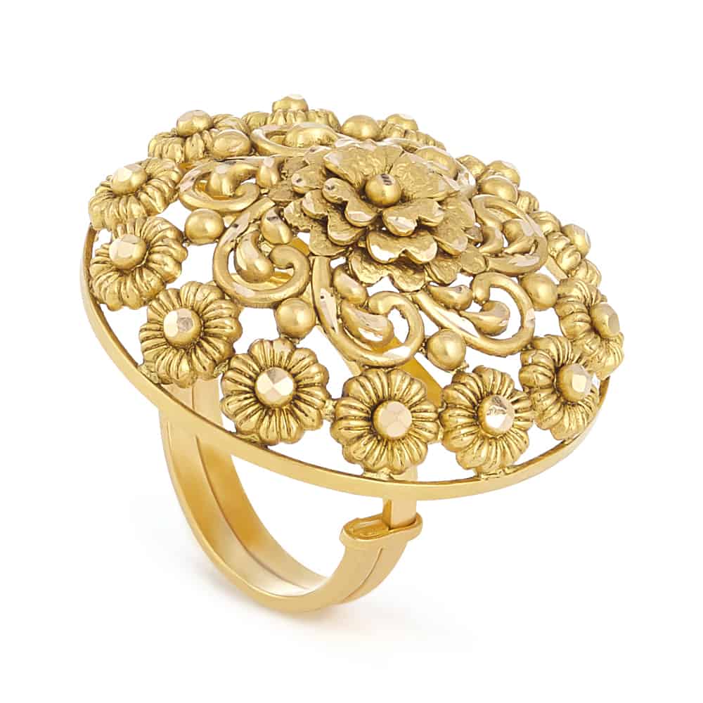 22ct Gold Bridal Ring With Antique Finish 31107 - 22ct Gold Bridal Ring With Antique Finish