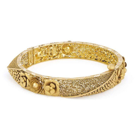 22 Karat Gold Kada With Antique Finish
