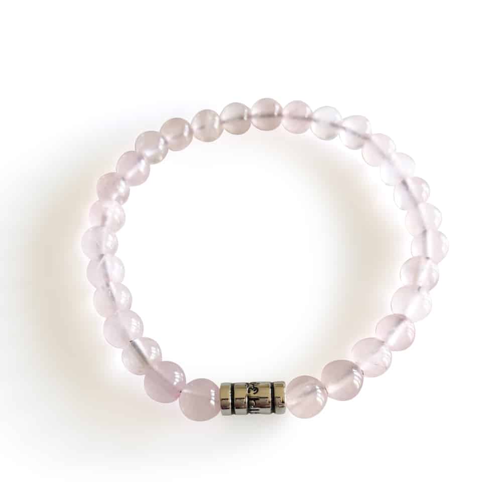 Rose Quartz Aum Namah Shivaya Silver Bracelet 31055 - Rose Quartz Aum Namah Shivaya Silver Bracelet