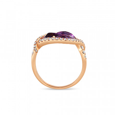 18kt Rose Gold Diamond with Amathyst Rings UK | Size M