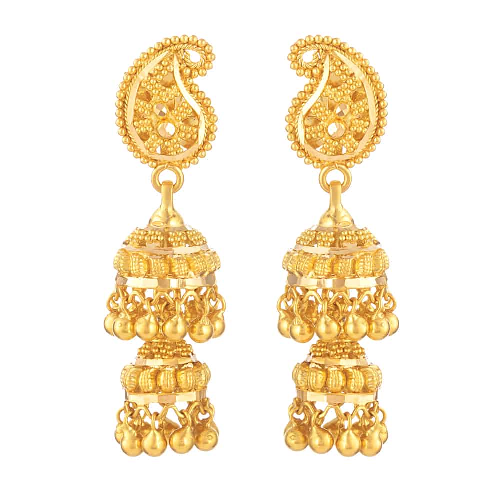 22ct Gold Indian Bridal Earring 31034 - 22ct Gold Indian Bridal Earring