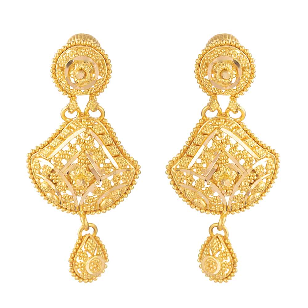 22ct Gold Indian Bridal Earring 31239 - 22ct Gold Indian Bridal Earring