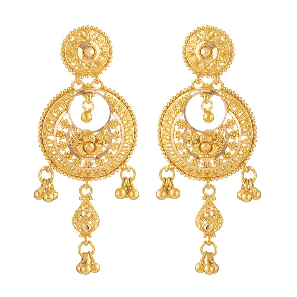 22ct Chand Bali Bridal Earring 31241 - 22ct Chand Bali Bridal Earring