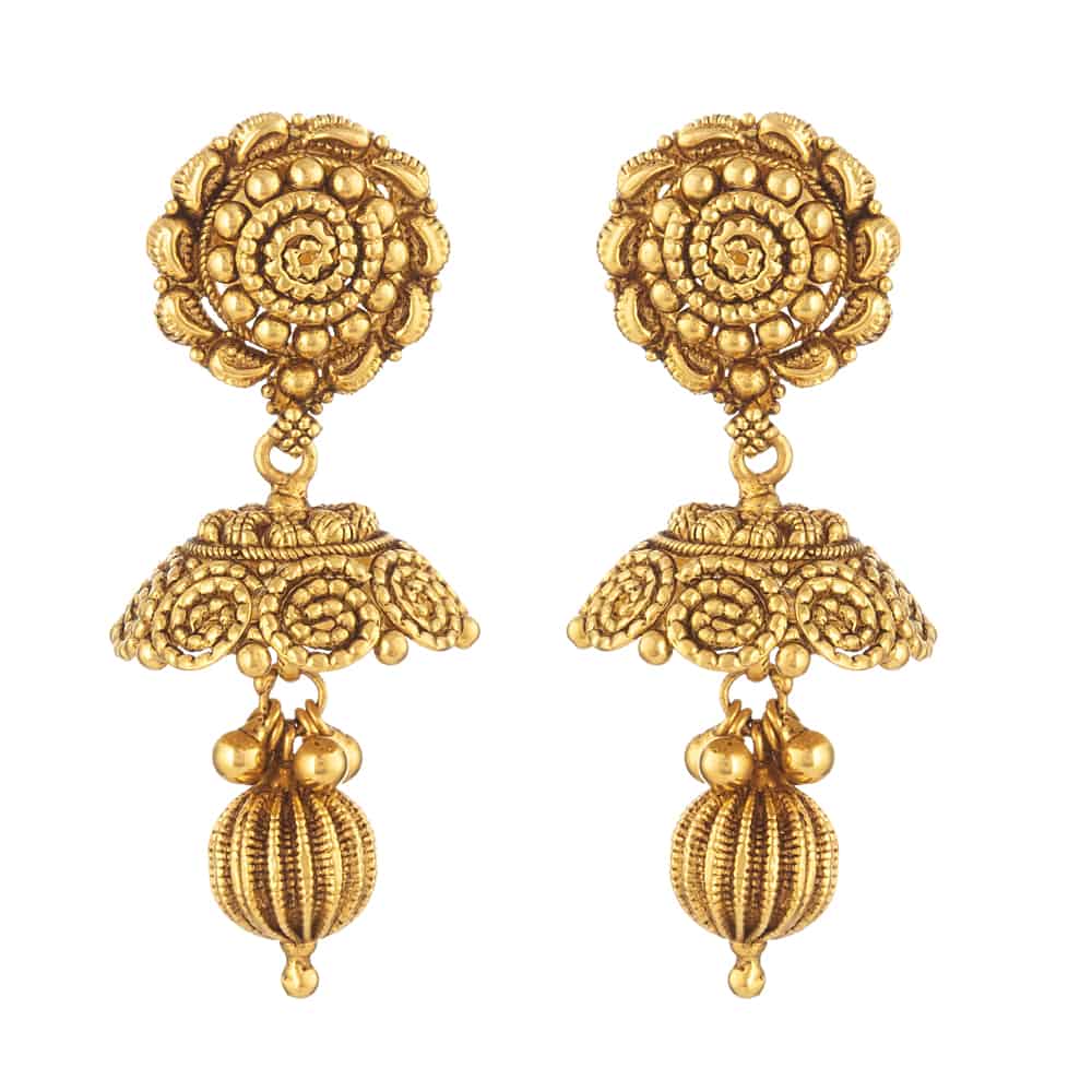 22ct Gold Indian Bridal Earring 31236 - 22ct Gold Indian Bridal Earring
