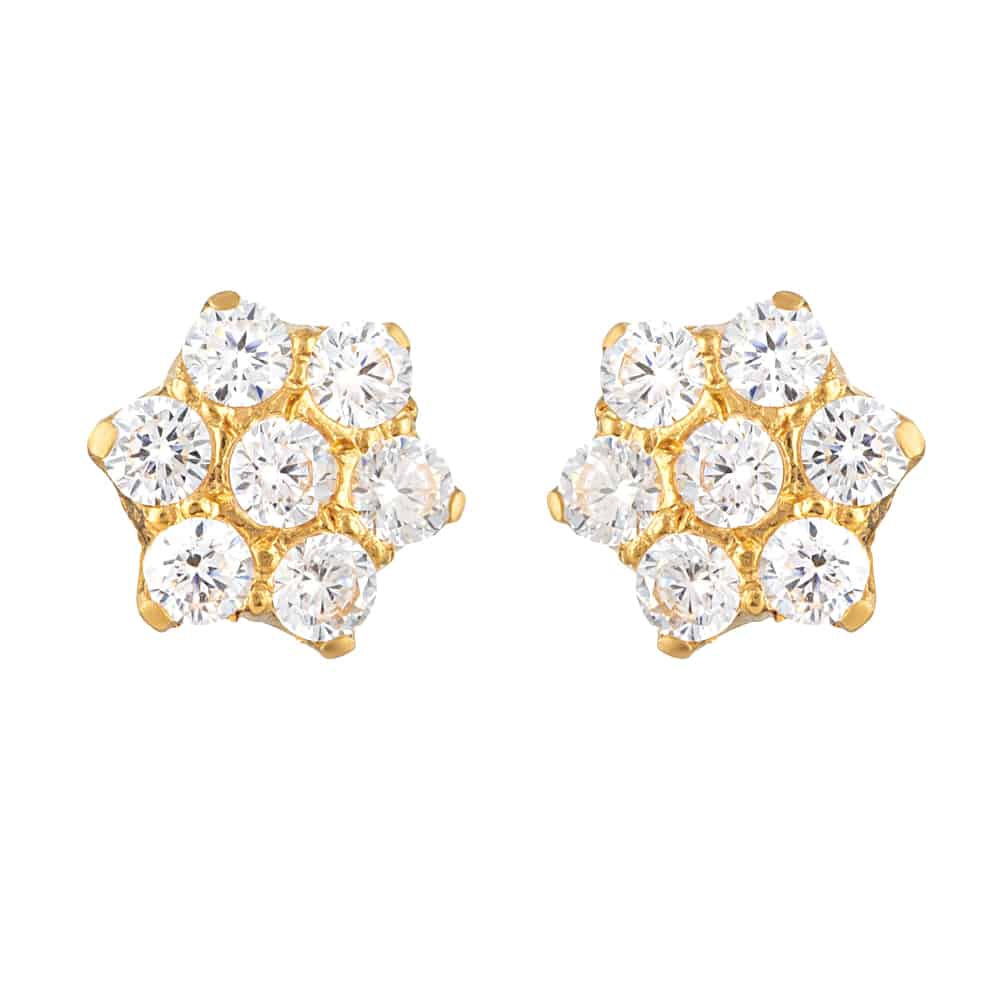 22ct Gold Cubic Zirconia Stud Earring 31745 - 22ct Gold Cubic Zirconia Stud Earring