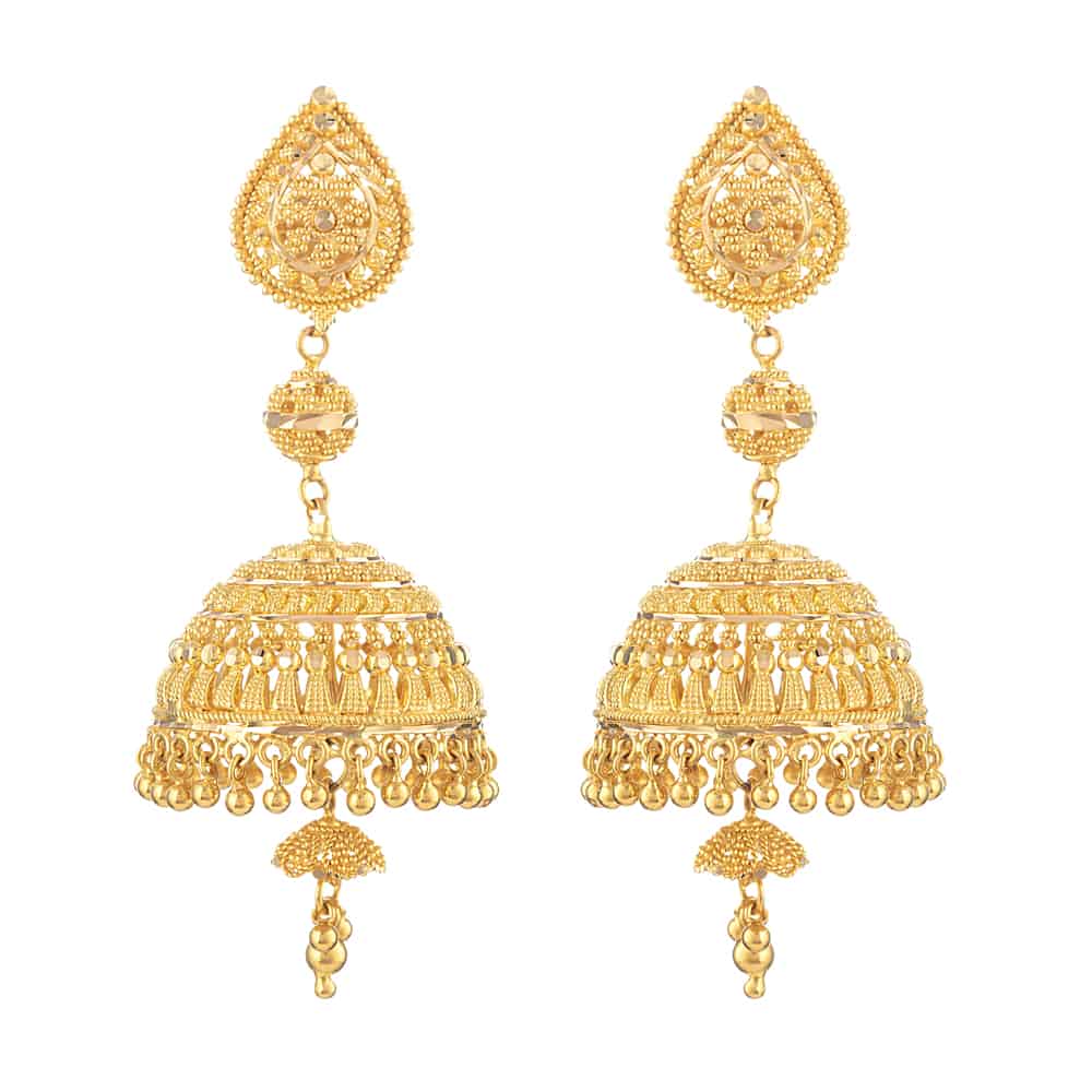 22ct Indian Gold Jhumkha 31761 - 22ct Indian Gold Jhumkha