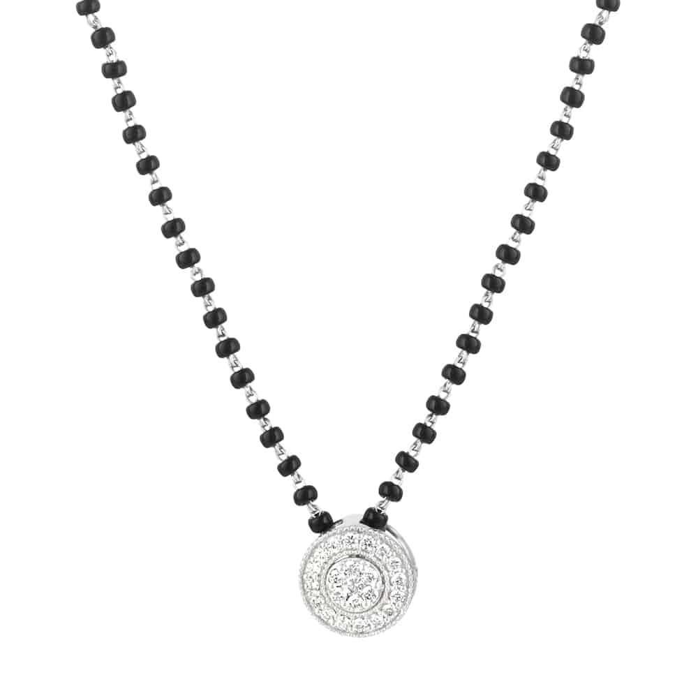 18ct White Gold, Black Beaded Mangalsutra with Diamonds 31872 - 18ct White Gold, Black Beaded Mangalsutra with Diamonds