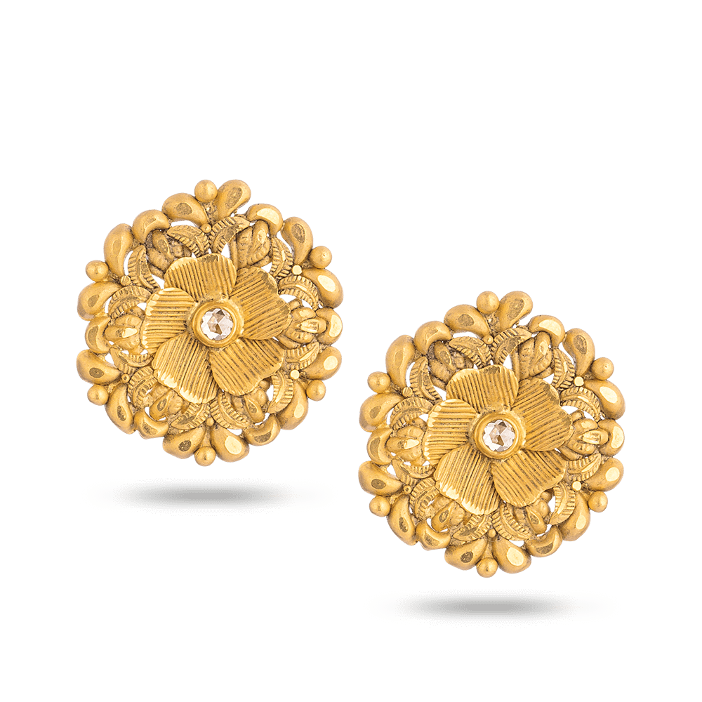 Mesmerising Traditional squre Design 22K Gold earrings – atjewels.in