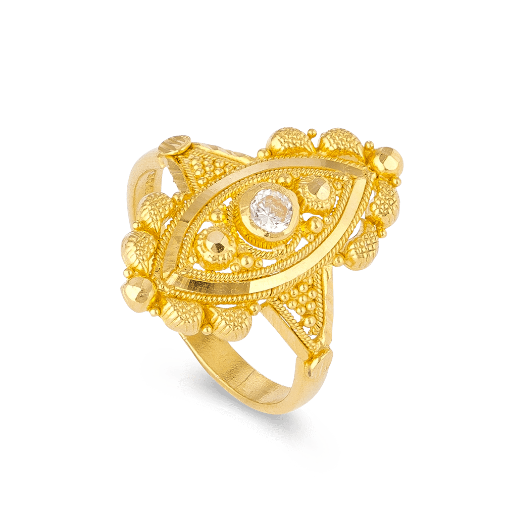 22ct Gold Ladies Indian Ring With Filigree Design PureJewels UK