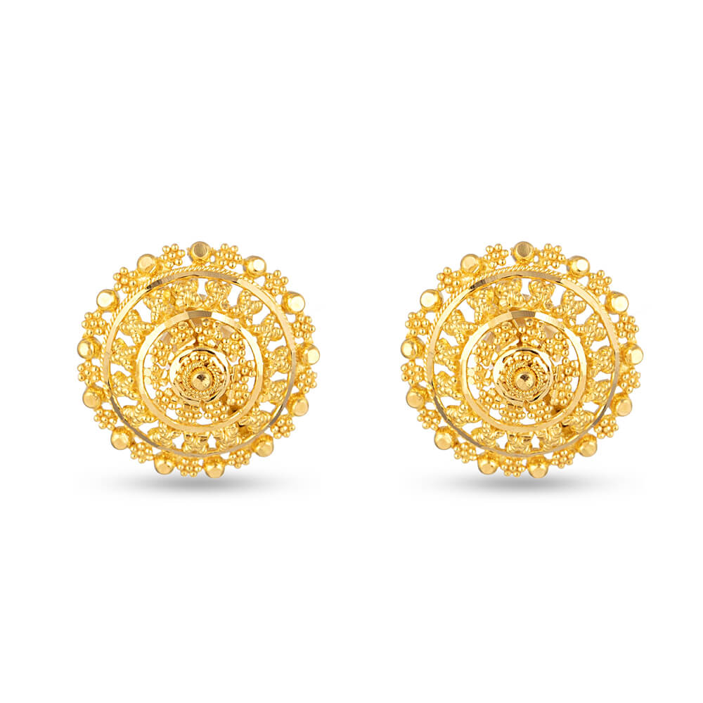 22 Carat Gold stud Earring with filigree design 570.00.00 SKU