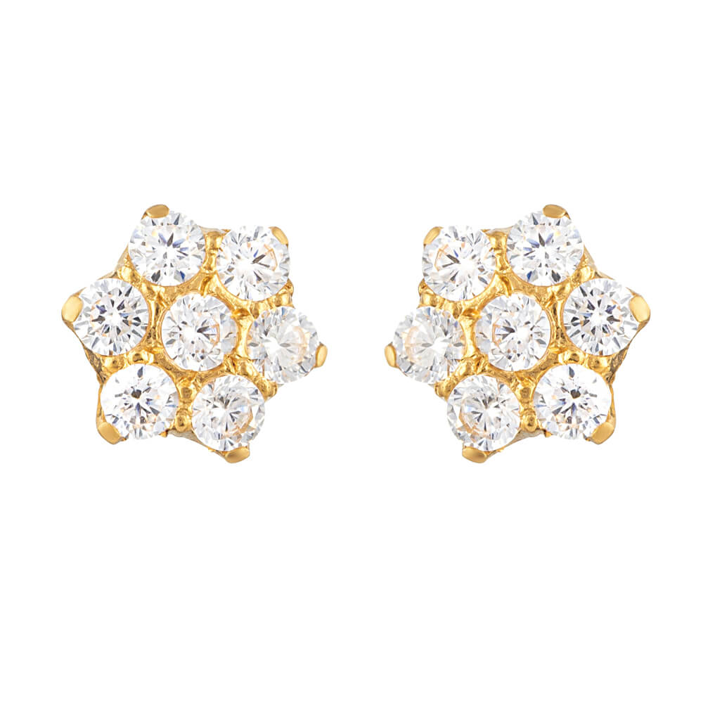 22ct Gold Cubic Zirconia Stud Earring 31745 - 22ct Gold Cubic Zirconia Stud Earring