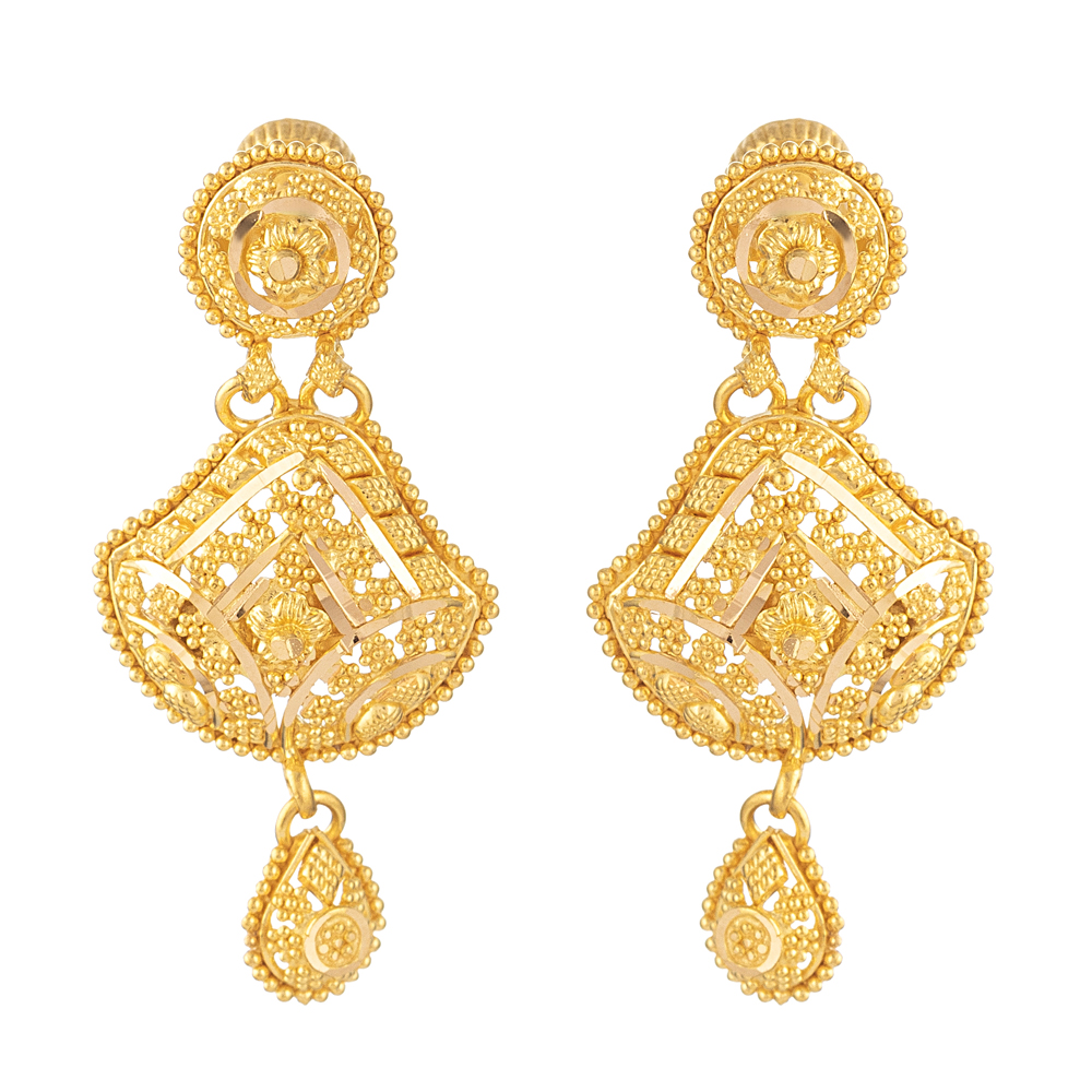 22K Gold Hoop Earrings for Women | Indian Ball Earrings in CA, GA