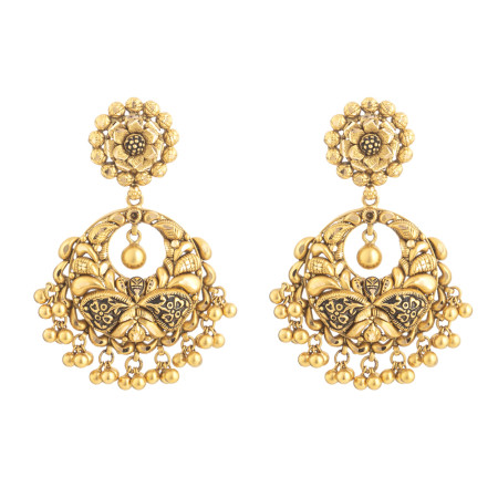 22 Carat Gold Earring With Antique Finish