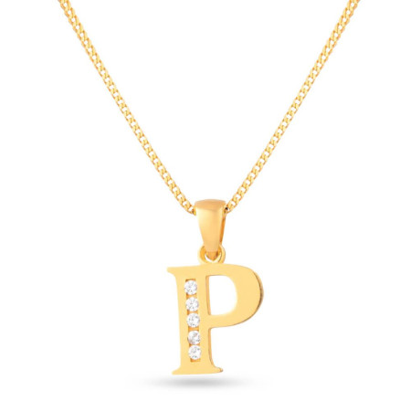 Initial Pendant with CZ stones