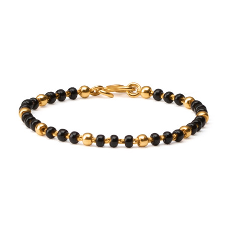 22ct Gold Baby Bracelet with black beads