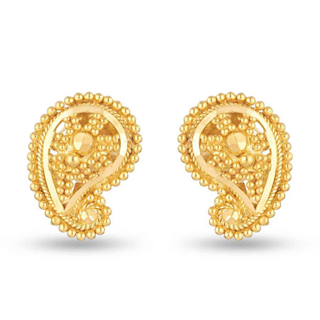 22 Kt Asian Yellow Gold Filigree Stud Earring