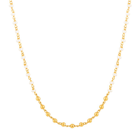 22ct Gold Pearl Chain in  17 Inches