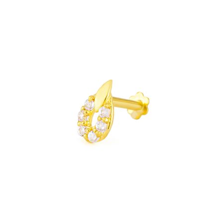 18ct Gold | CZ Stone | Indian Nose Stud | 5.9mm Thick