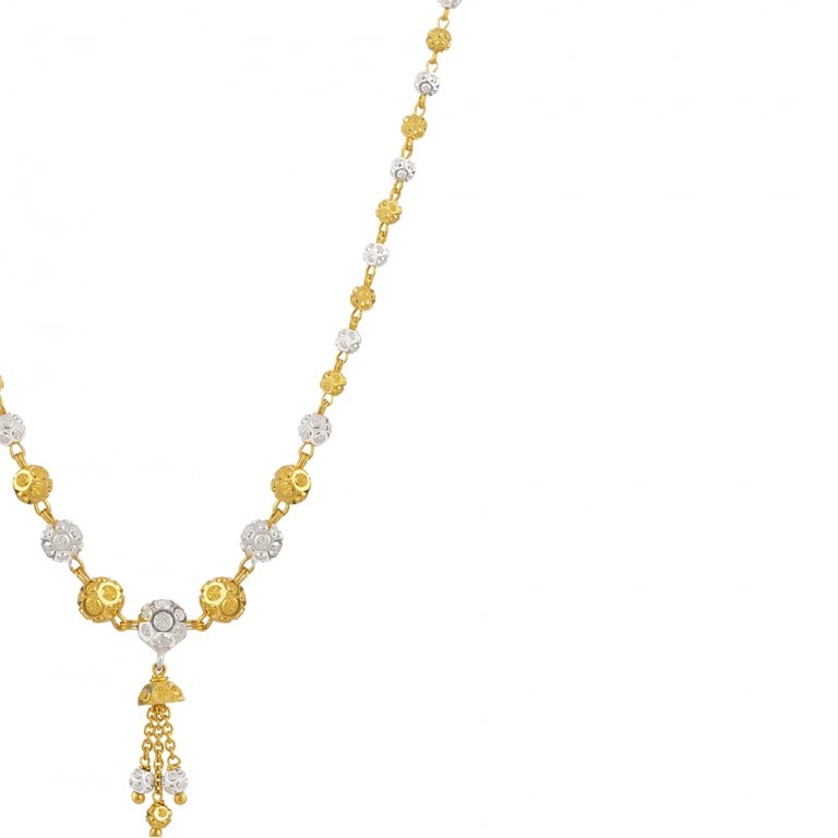 22ct Gold Choker Necklace With Rhodium Finish