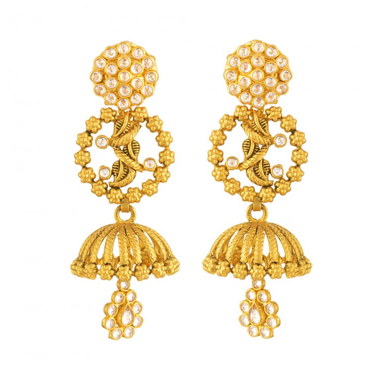 22Ct Gold Indian Earrings(916)