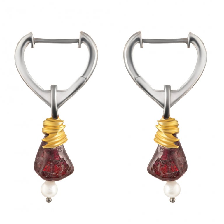 Artemisia Sterling Silver Drop Garnet Earring
