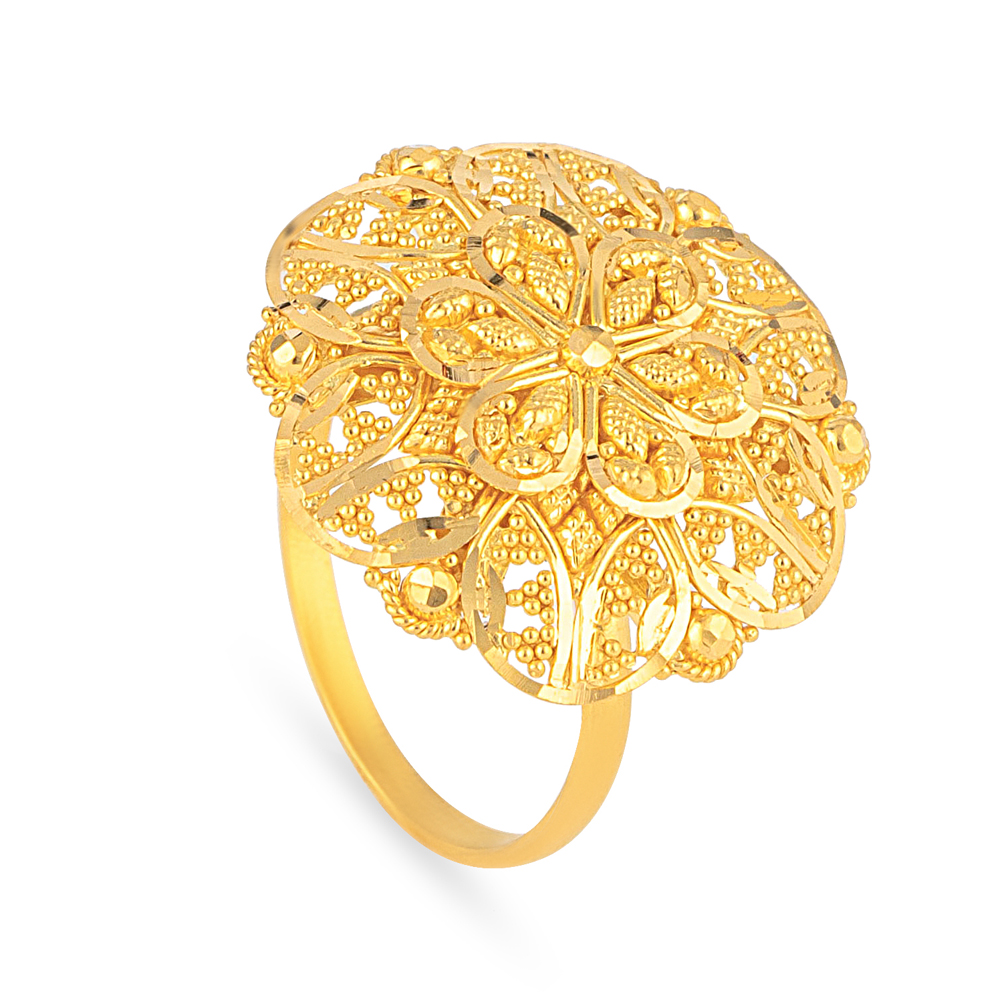 Classic 10K Yellow Gold 0.50 CTW Diamond Cluster Bridal Ring R107-10KYGD |  Caravaggio Jewelry