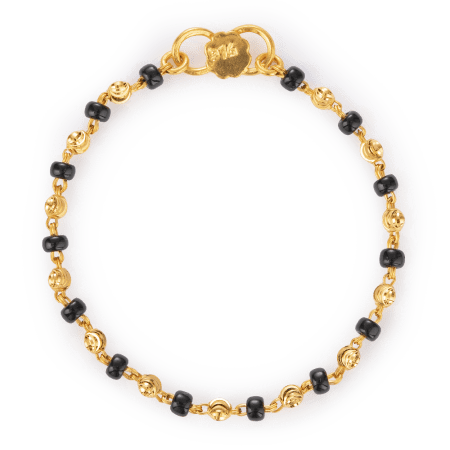 Gold black bead bracelet for babies indian sales