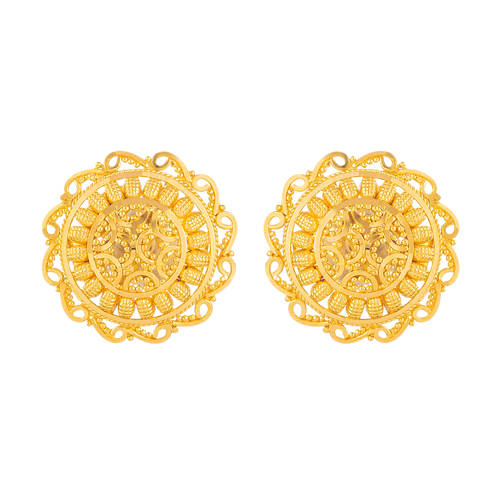 Buy Gold Stud Earrings with Beautiful Filigree design