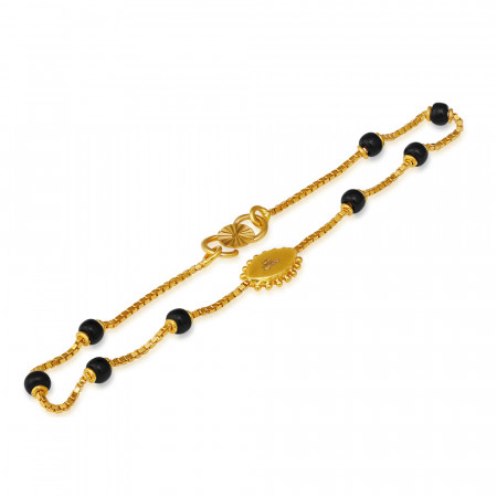 22ct Gold Black Beads Ladies Bracelet