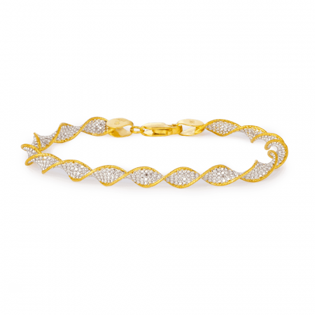 22ct Gold Bracelet For Ladies | Rhodium Finish | 7Inches
