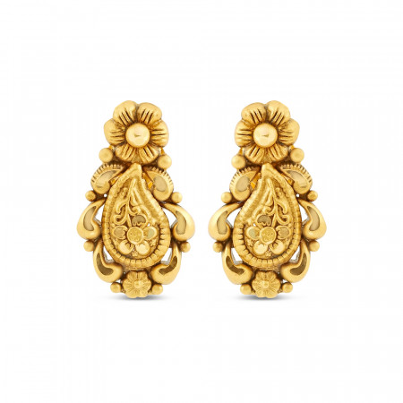 22ct Gold Stud Earring | Antique Finish