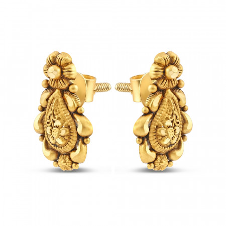 22ct Gold Stud Earring | Antique Finish