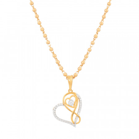 22ct Gold Heart Shaped Pendant with CZ Stones
