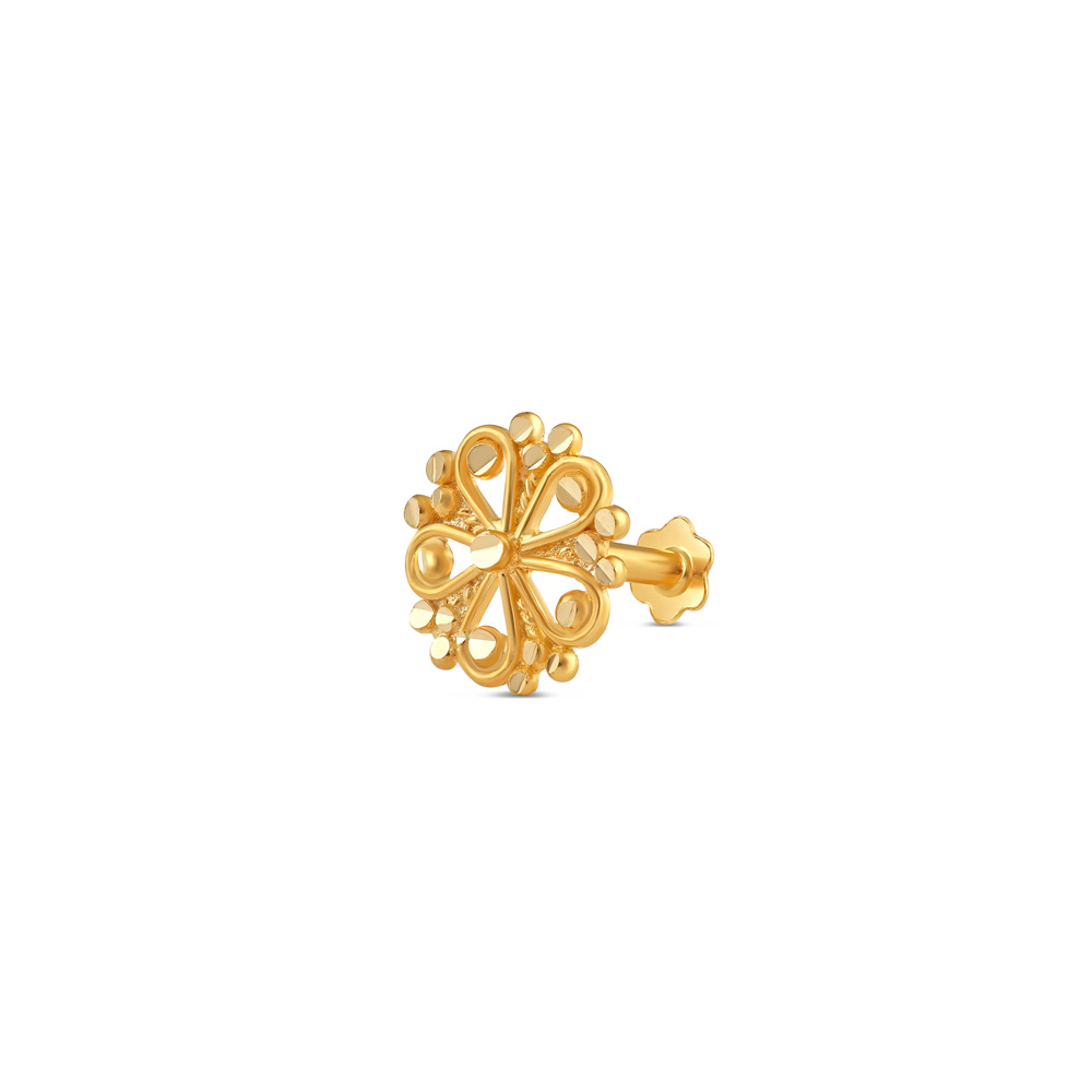 18ct Gold Plain Nose Pin with Screw Back, PureJewels UK