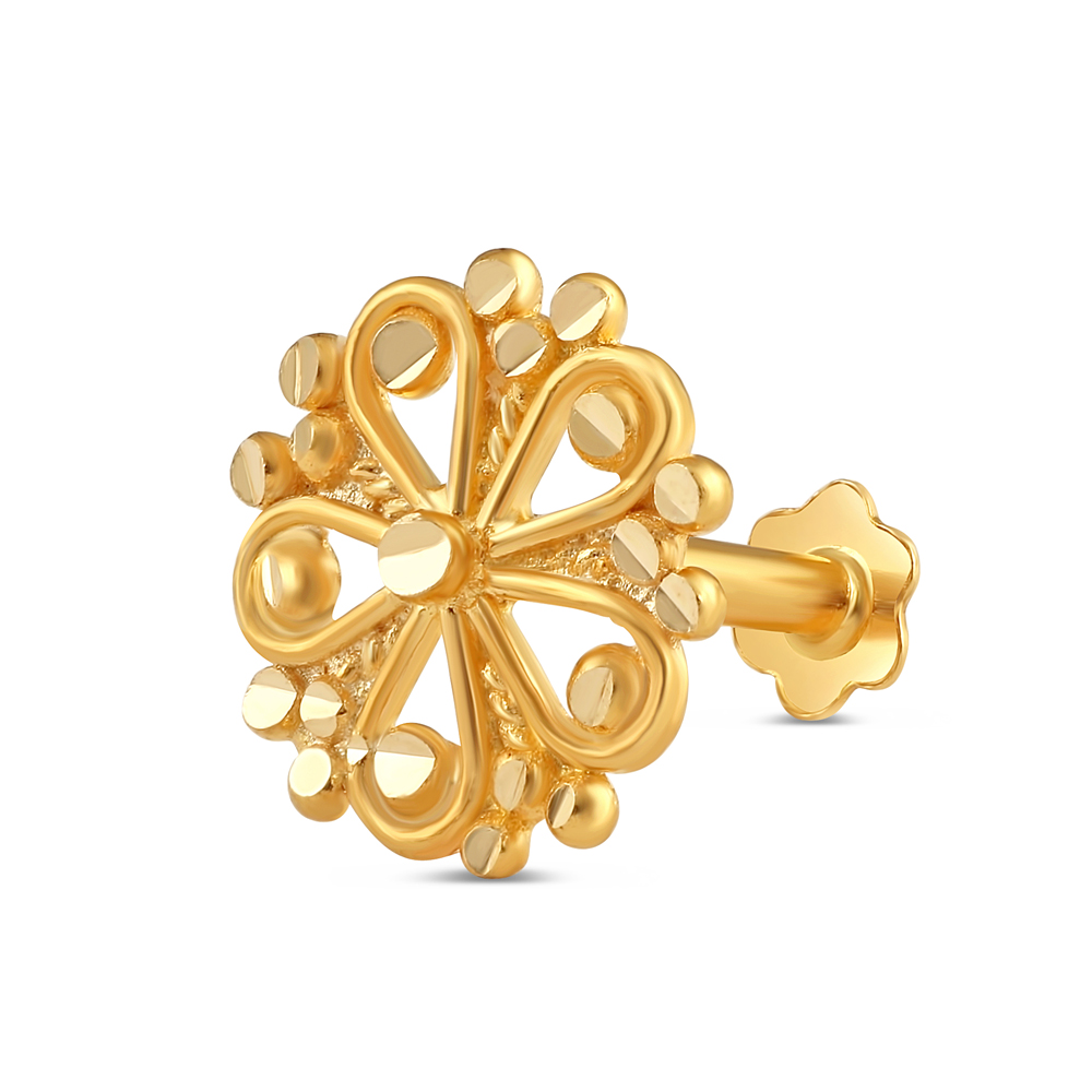 18ct Gold Plain Nose Pin with Screw Back, PureJewels UK