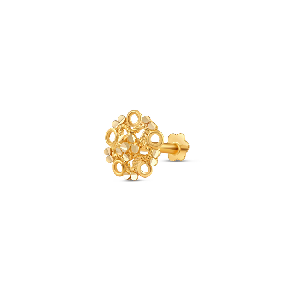 18ct Gold | Gold Flower Nose Stud | 6.95mm Thick - £145.00 (SKU:41389)