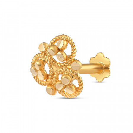 18ct Gold | Yellow Gold Filigree Nose Pin Stud | 7.6mm Diameter
