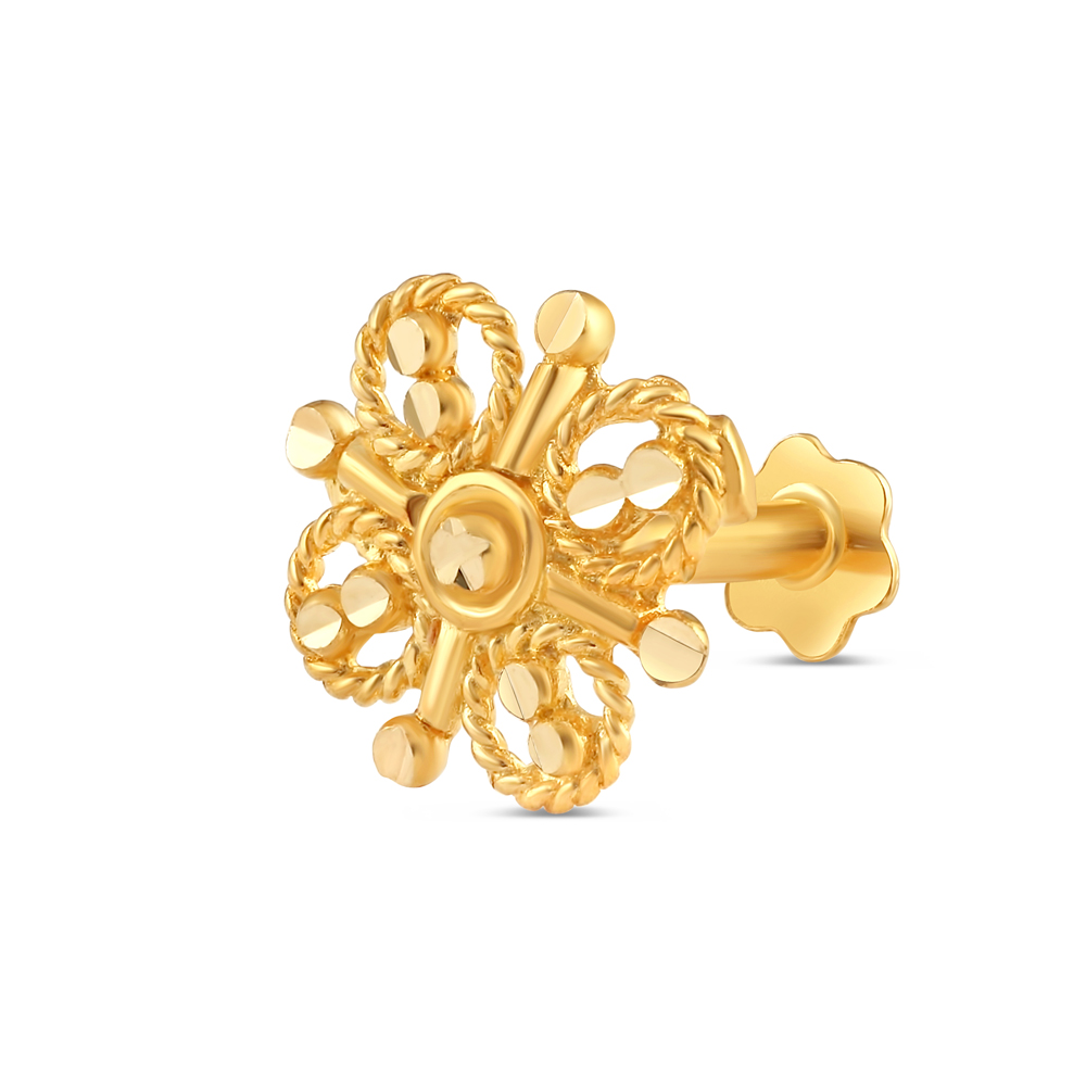 Flower Nose Pin in 18kt yellow Gold | PureJewels